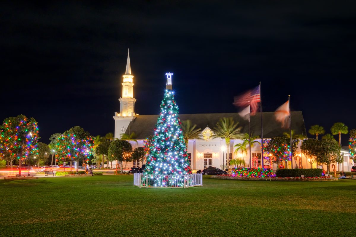 A Christmas tree at Tradition Square in St. Lucie.