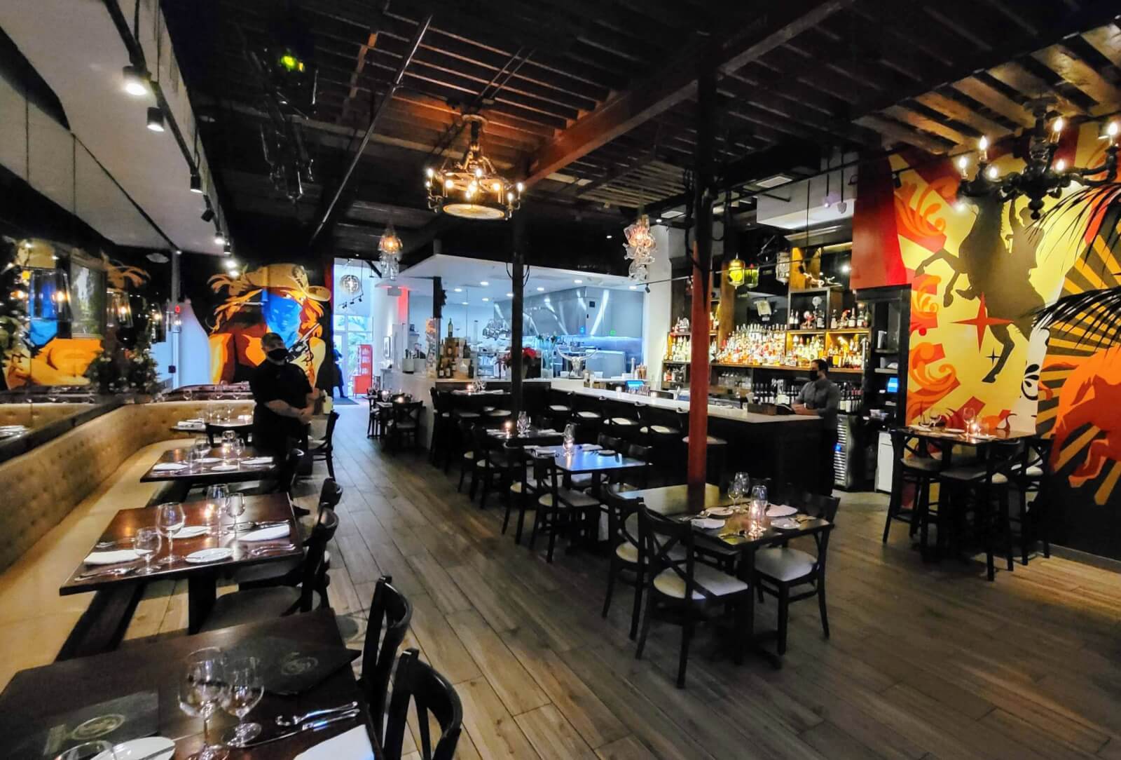 The inside dining area of The Fort Steakhouse in Fort Pierce, Florida.