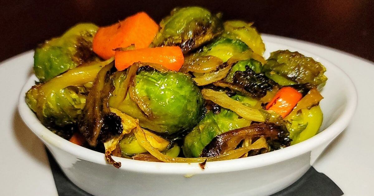 A plated bowl of roasted brussel sprouts at The Fort Steakhouse in Fort Pierce, Florida. 